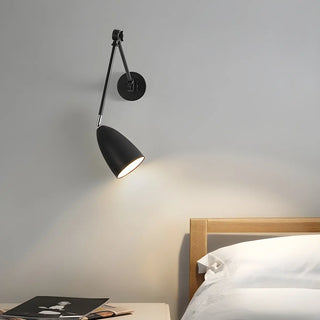 Contemporary Swing Arm Iron Bedroom Nickel Wall Light Image - 16