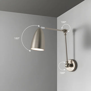 Contemporary Swing Arm Iron Bedroom Nickel Wall Light Image - 17