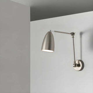 Contemporary Swing Arm Iron Bedroom Nickel Wall Light Image - 5