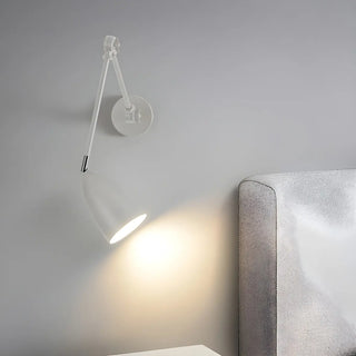 Contemporary Swing Arm Iron Bedroom Nickel Wall Light Image - 6