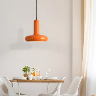 ZOWALA - Modern Orange Mushroom Round Iron Pendant Light Image - 3