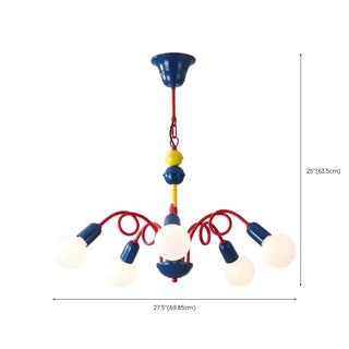 ZOWALA - Modern Kids Colorful 8-Light Globe Ceiling Light