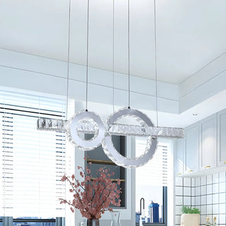 ZOWALA- Modern Linear Stainless Steel Crystal Ring Pendant Light Image - 1