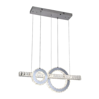 ZOWALA- Modern Linear Stainless Steel Crystal Ring Pendant Light Image - 2