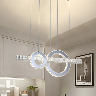 ZOWALA- Modern Linear Stainless Steel Crystal Ring Pendant Light Image - 3