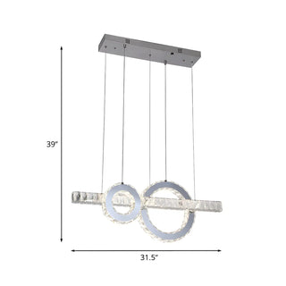 ZOWALA- Modern Linear Stainless Steel Crystal Ring Pendant Light #size