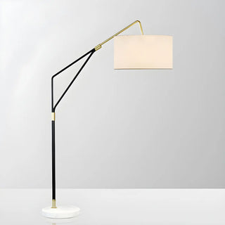 White Large Drum Shade Modern Arc Metal Floor Lamp Zawala Image - 5