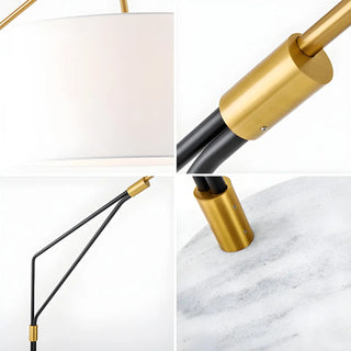 White Large Drum Shade Modern Arc Metal Floor Lamp Zawala Image - 6