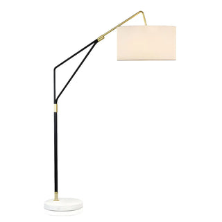 White Large Drum Shade Modern Arc Metal Floor Lamp Zawala Image - 7