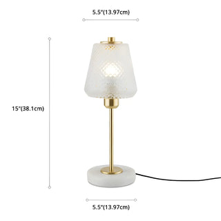 ZOWALA - Elegant White Cone Lattice Glass Stone Base Table Lamp #size