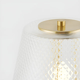 ZOWALA - Elegant White Cone Lattice Glass Stone Base Table Lamp Image - 7
