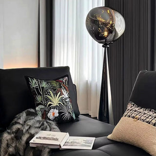 ZOWALA - Modern Unique LED Black Lava Metal Floor Lamp Image - 6