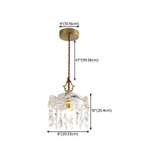ZOWALA - Modern Bedroom Layered Floral Clear Glass Pendant Light Image - 17
