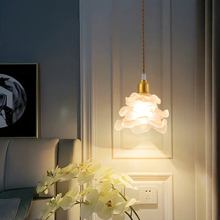 ZOWALA - Modern Bedroom Layered Floral Clear Glass Pendant Light Image - 3