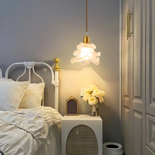 ZOWALA - Modern Bedroom Layered Floral Clear Glass Pendant Light Image - 4