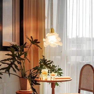 ZOWALA - Modern Bedroom Layered Floral Clear Glass Pendant Light Image - 5