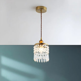ZOWALA - Modern Bedroom Layered Floral Clear Glass Pendant Light Image - 6