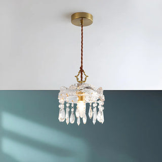 ZOWALA - Modern Bedroom Layered Floral Clear Glass Pendant Light Image - 8