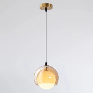 Modern Dual Layer Amber Glass Globe Pendant Light Zawala Image - 5