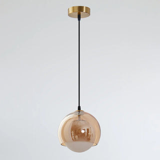 Modern Dual Layer Amber Glass Globe Pendant Light Zawala Image - 6