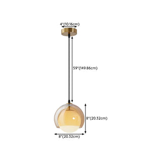 Modern Dual Layer Amber Glass Globe Pendant Light Zawala #size