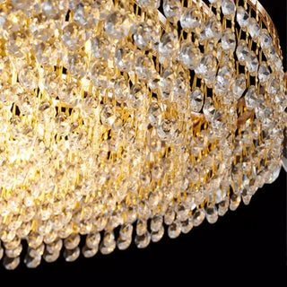 Living Room Crystal Layered Round Flush Mount Light Zawala Image - 10