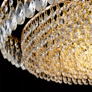 Living Room Crystal Layered Round Flush Mount Light Zawala Image - 5