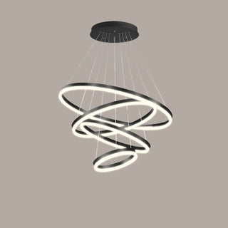ZOWALA - LED Black Acrylic Ring Tiered Living Room Chandelier Image - 10