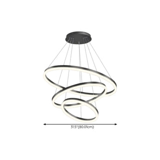 ZOWALA - LED Black Acrylic Ring Tiered Living Room Chandelier #size