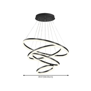 ZOWALA - LED Black Acrylic Ring Tiered Living Room Chandelier Image - 17