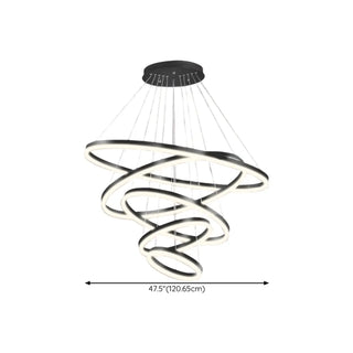 ZOWALA - LED Black Acrylic Ring Tiered Living Room Chandelier Image - 18