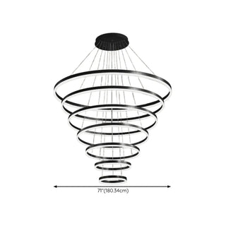ZOWALA - LED Black Acrylic Ring Tiered Living Room Chandelier Image - 19