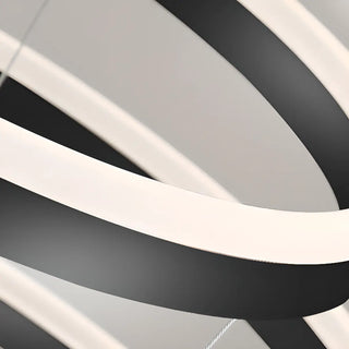 ZOWALA - LED Black Acrylic Ring Tiered Living Room Chandelier Image - 4