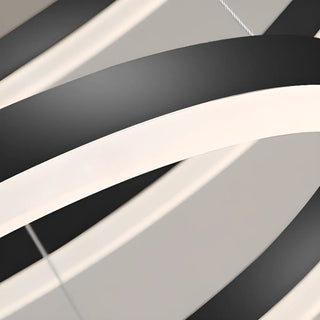 ZOWALA - LED Black Acrylic Ring Tiered Living Room Chandelier Image - 5