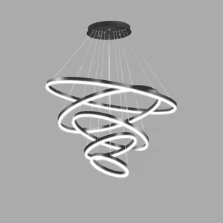 ZOWALA - LED Black Acrylic Ring Tiered Living Room Chandelier Image - 7