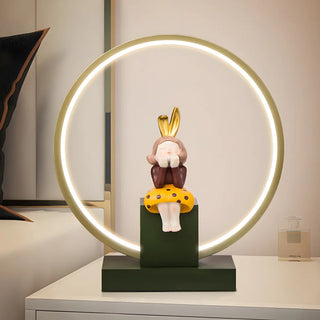 Stylish Playful Figurine Circle LED Night Table Lamp Zawala Image - 1