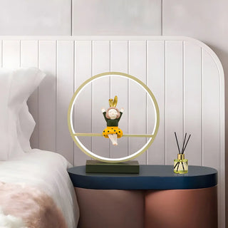 Stylish Playful Figurine Circle LED Night Table Lamp Zawala Image - 2