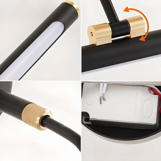 Modern Black and Gold Cylinder LED Vanity Light Zawala Image - 13