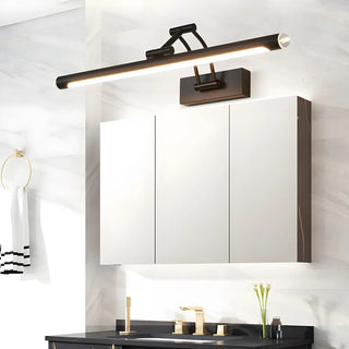 Black Modern Linear Metal Swing Arm Vanity Light Zawala Image - 2