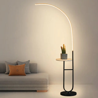ZOWALA - Modern Minimalist Linear LED Floor Lamp with Storage Image - 2