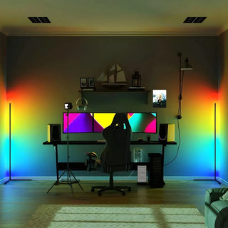 Modern Minimalist White Linear Aluminum LED Floor Lamp Zawala Image - 12