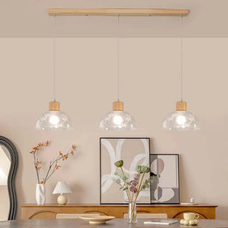 Modern Linear Wood Acrylic Dome Pendant Light Kitchen Zawala Image - 1