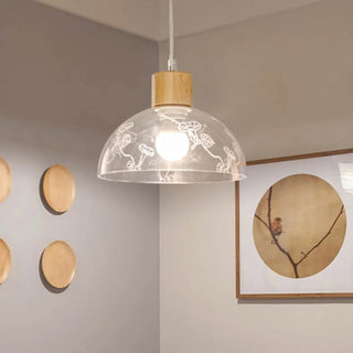 Modern Linear Wood Acrylic Dome Pendant Light Kitchen Zawala Image - 15