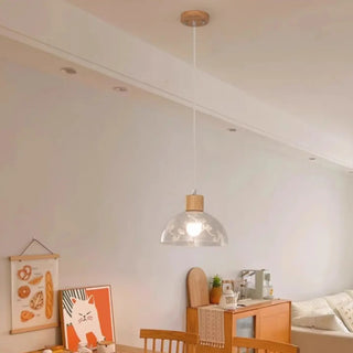 Modern Linear Wood Acrylic Dome Pendant Light Kitchen Zawala Image - 5
