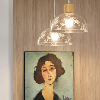 Modern Linear Wood Acrylic Dome Pendant Light Kitchen Zawala Image - 6