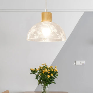 Modern Linear Wood Acrylic Dome Pendant Light Kitchen Zawala Image - 8