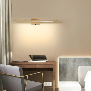 Trendy Linear Wood-Color LED Bathroom Vanity Light Zawala Image - 2