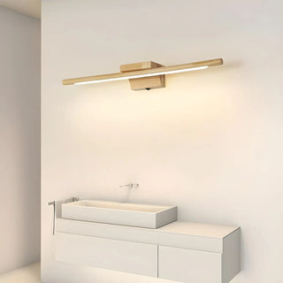 Trendy Linear Wood-Color LED Bathroom Vanity Light Zawala Image - 3