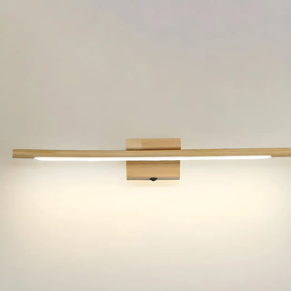 Trendy Linear Wood-Color LED Bathroom Vanity Light Zawala Image - 7