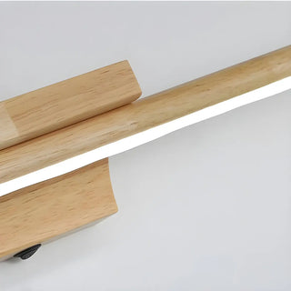 Trendy Linear Wood-Color LED Bathroom Vanity Light Zawala Image - 9